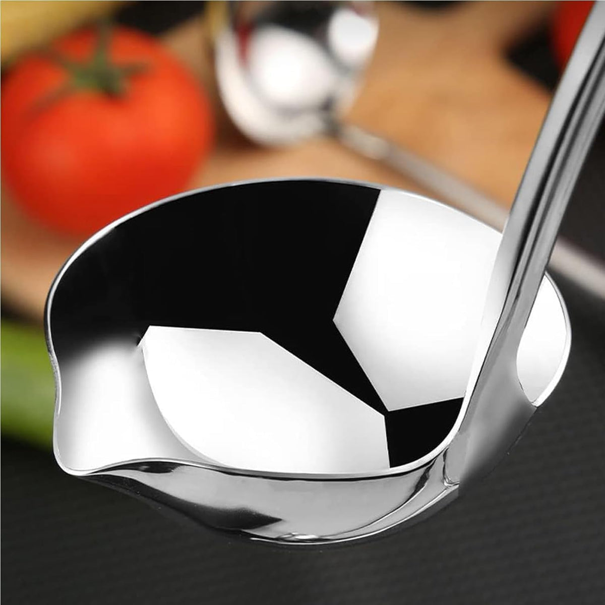 Soup Ladle 304 Stainless Steel Heavy Ladle with Pour Spout for Soups, Serving, Cooking, Stews and More 11.8 inch 1-Piece(Colour:Silver)