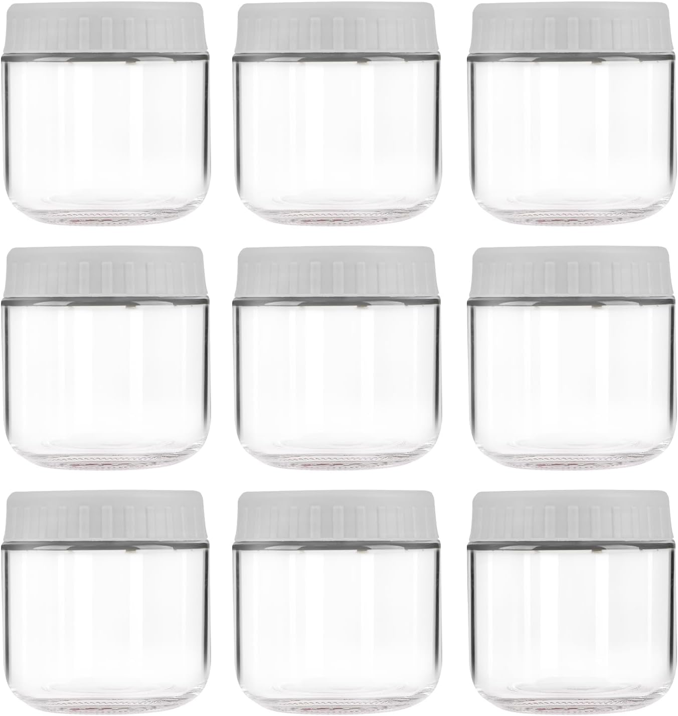 Overnight Oats Containers with Lids, 10oz Wide Mouth Mason Jars with Lids, 9 Pack Glass Jars with Airtight lid for Chia Pudding Yogurt Salad, Meal Prer Oatmeal Jars, Pink