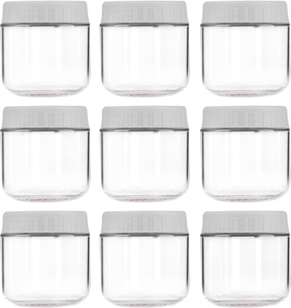 Overnight Oats Containers with Lids, 10oz Wide Mouth Mason Jars with Lids, 9 Pack Glass Jars with Airtight lid for Chia Pudding Yogurt Salad, Meal Prer Oatmeal Jars, Pink