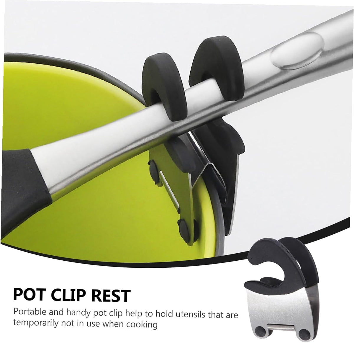 2pcs Stainless Steel Pot Clip Spoon Holder, Heat Resistant Kitchen Gadget