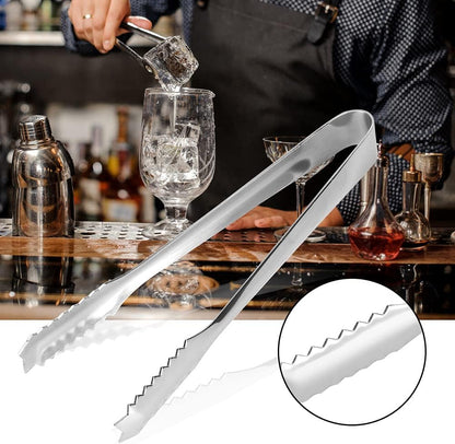 Ice Tongs, Serving Tongs Bar Sugar Stainless Steel Biscuit Buffet Grill Kitchen Edition Clamp Tool Heat Non Slip Grip Glossy Silver For Baking Pastry Salad BBQ Cooking