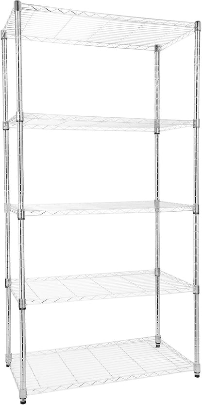 Whitmor 2-Wire Shelving Unit, Metal Storage Shelves, Stacking Shelf with Basket, Easy Assembly Home Organizer for Pantry, Kitchen, Garage, Plant