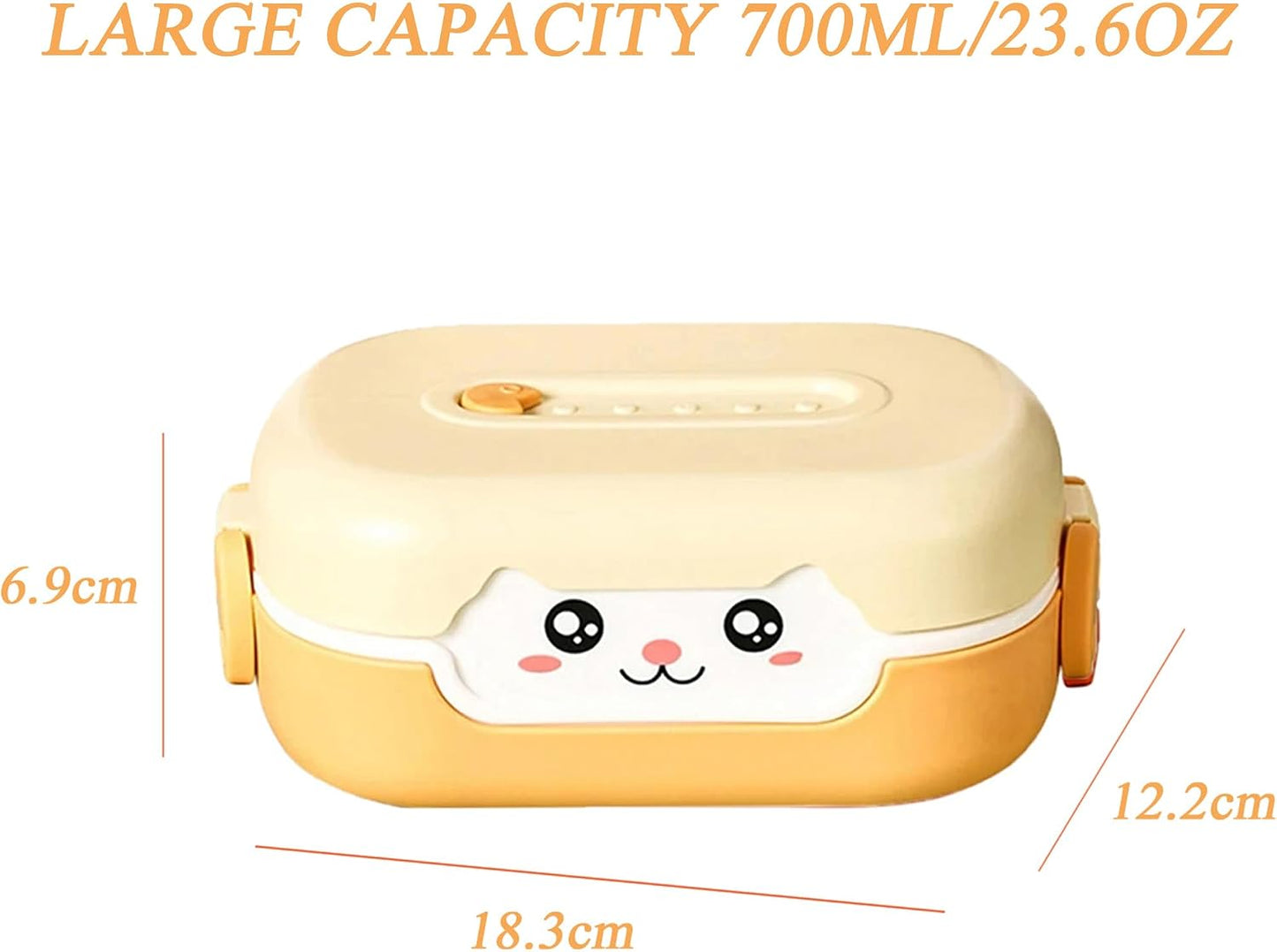 Cute Bento Box, with Cutlery Set Portable Lunch Box, 700ML Leak-proof 2 Compartment Lunch Container, Reusable Snack Box, Microwave/Dishwasher/Freezer Safe, BPA Free, Snack Container (Purple)