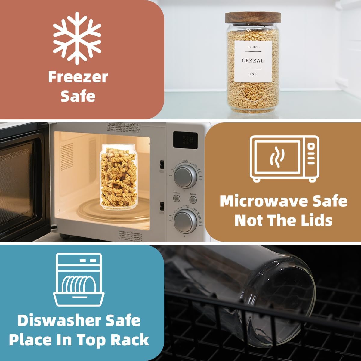 2 Pack Large Glass Flour and Sugar Storage Containers with Airtight Acacia Wood Lids and 132 Kitchen Pantey Labels Preprint - 1 Gallon Borosilicate Glass Canister Sets for Food,Pasta,Cookie,Rice