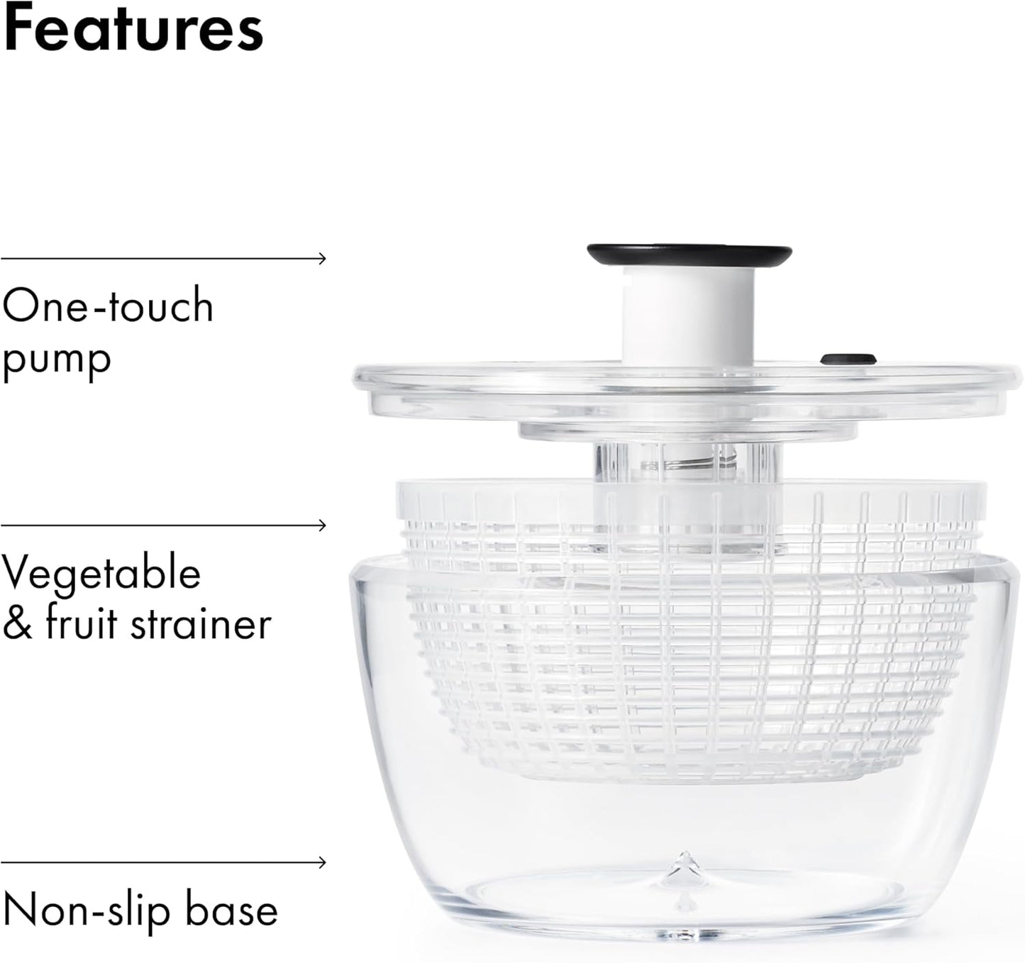 OXO Good Grips Salad Spinner | Lettuce Spinner | Fruit Washer | Fruit Washing Bowl with Strainer | Vegetable Cleaner | Salad Cleaner | Lettuce Washer | 6.22 Quart Capacity