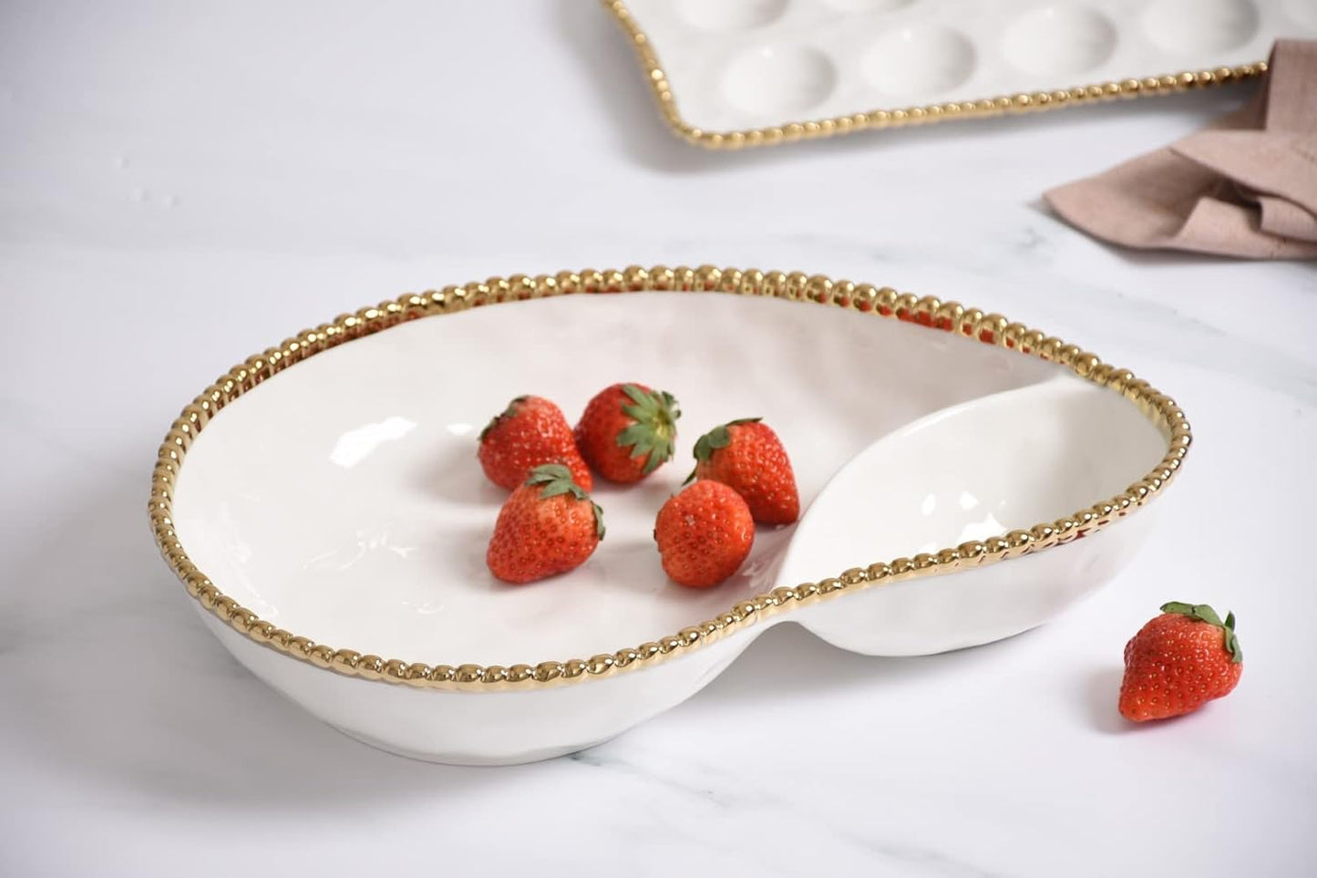 Pampa Bay Titanium-Plated Porcelain 2 Section Serving Piece