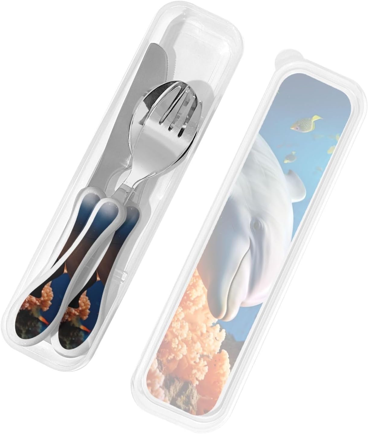 3-Piece Kids Silverware Set With Storage Case, Stainless Steel Reusable Children Safe Knife Spoon Fork Set Colorful Abstract Dragonfly Children Flatware Set For Kids Lunch Box