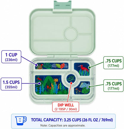 Yumbox Tapas Leakproof Bento Box, 5 Compartments, Antibes Blue | Large Capacity Design | Removable Compartment Tray | Easy-Open Single Latch | Ideal for Teens & Adults | Dishwasher-Safe Tray
