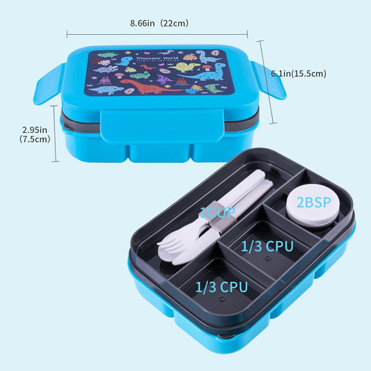 Bento Box for Kids Girls Boys, Adult,8-Compartment Leak-Proof Toddler Lunch Box for School, Drop-Proof Kids Lunch Containers with Insulated Bag, Microwave & Dishwasher Safe, BPA-Free,(Blue)
