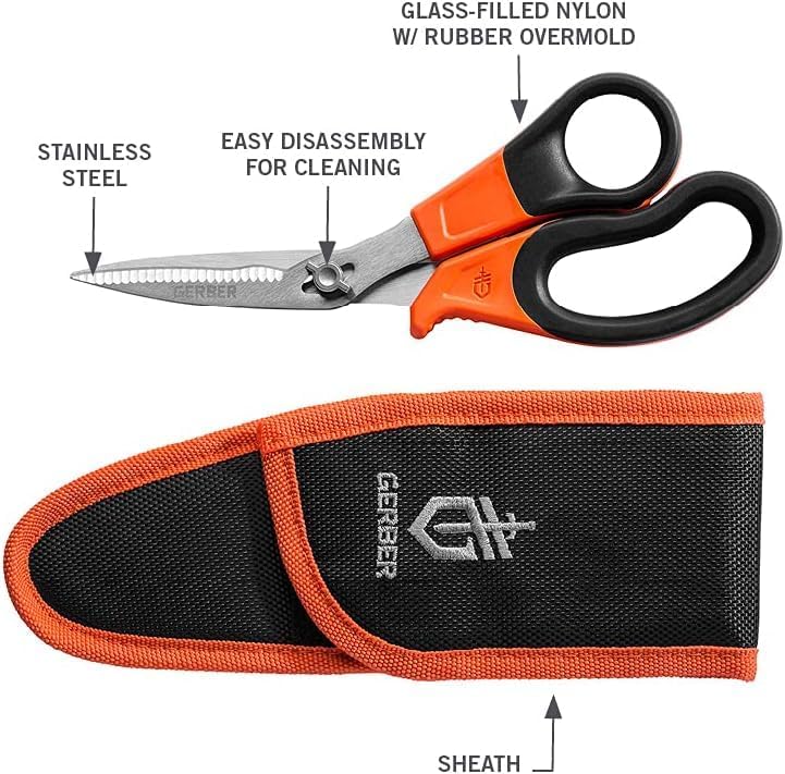 Gerber Vital Take-Apart Poultry Kitchen & Hunting Shears, Serrated, Orange