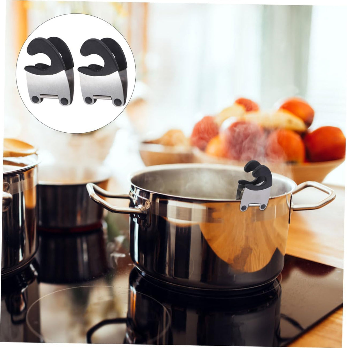 2Pcs Pot Clip Spoon Holder Grip Stainless Steel