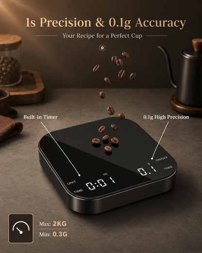 Espresso Coffee Scale with Timer, 0.1g Precision Mini Scale