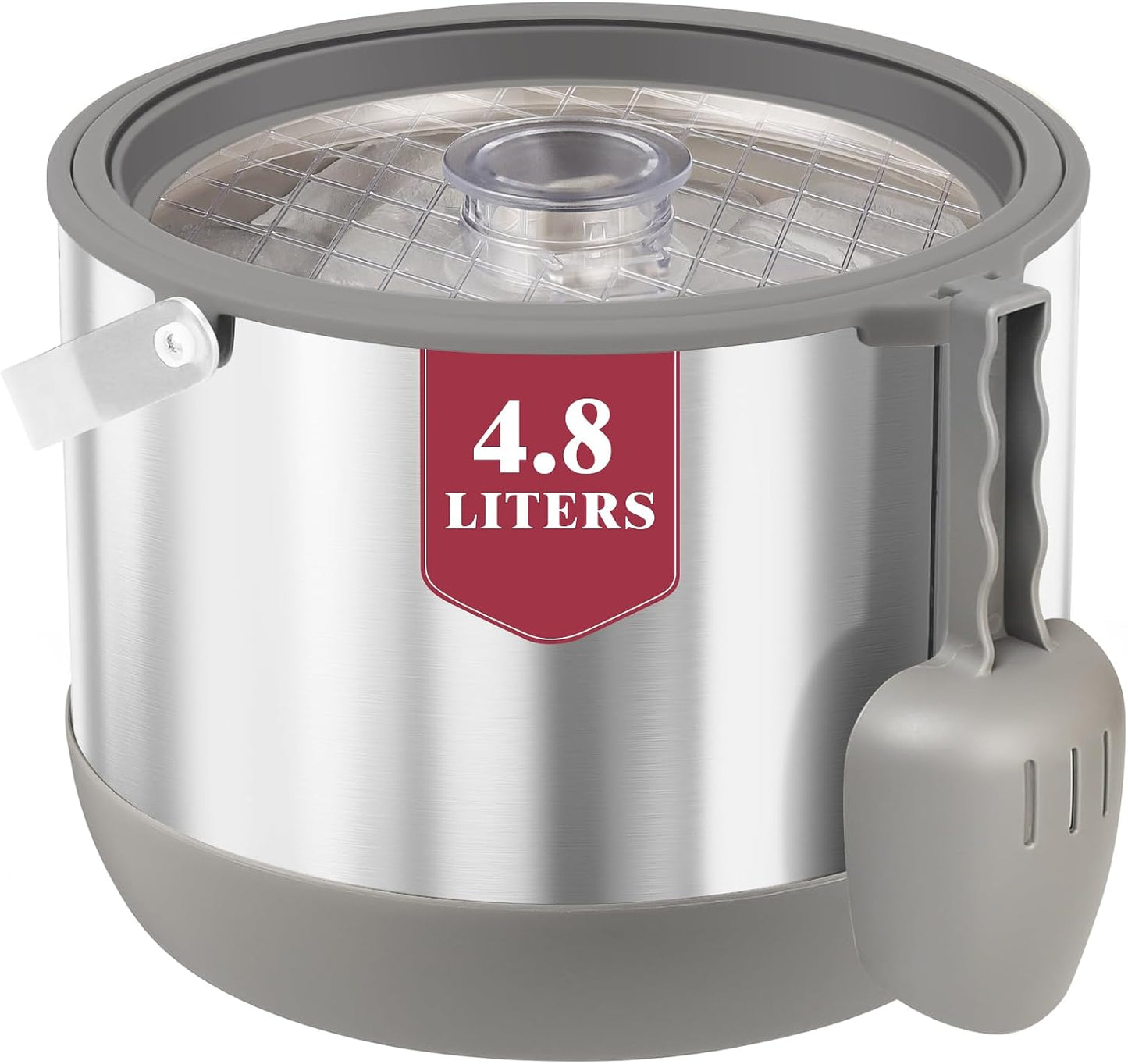 5QT/4.8L Insulated Ice Bucket for Parties, Large Capacity Double-Wall Beverage Bucket with Scoop & Lid for Champagne, Wine, Cocktail (Black)