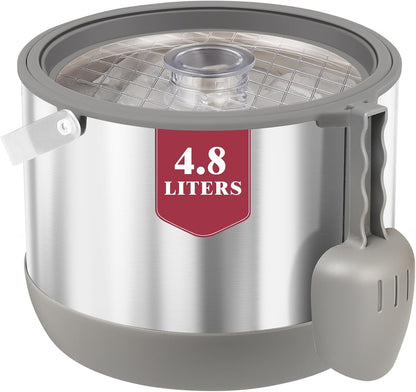 5QT/4.8L Insulated Ice Bucket for Parties, Large Capacity Double-Wall Beverage Bucket with Scoop & Lid for Champagne, Wine, Cocktail (Black)