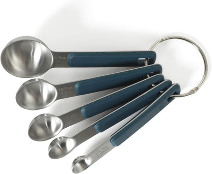 Calphalon Prime Measuring Cups, Kitchen Measurement Cup, 4-Piece Stainless Steel Kitchen Measuring Cup with Navy Silicone Handle Accurate, Durable for Dry and Liquid Ingredients