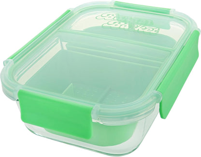 Two Compartment Borosilicate Glass Container Cleaning Tool with Sealable Lid (Full Melt Sand)