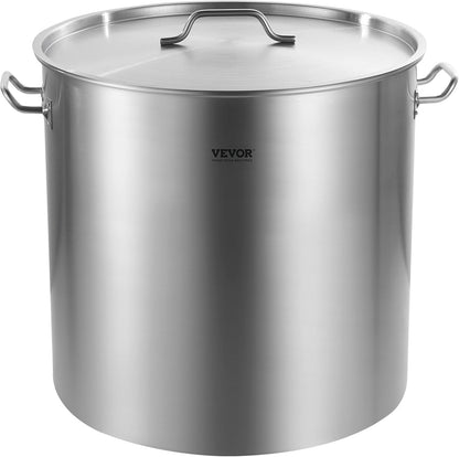 VEVOR Stainless Steel Stockpot, 42 Quart Large Cooking Pots, Cookware Sauce Pot with Strainer, Lid, and Handle, Heavy Duty Commercial Grade Stock Pot, Sanding Treatment, for Large Groups Events Silver