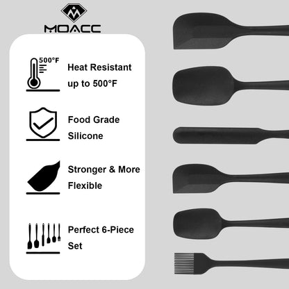 Silicone Spatulas Set, Rubber Spoon Spatula Heat Resistant Spoonula One Piece Design Seamless Spatula Non-Stick Scrapers Baking Mixing Tool (Dark Blue)