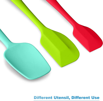 Silicone Spatula 3-piece Set, Ergonomic Handle High Heat-Resistant Spatulas, Non-stick Rubber Spatulas with Stainless Steel Core, Black