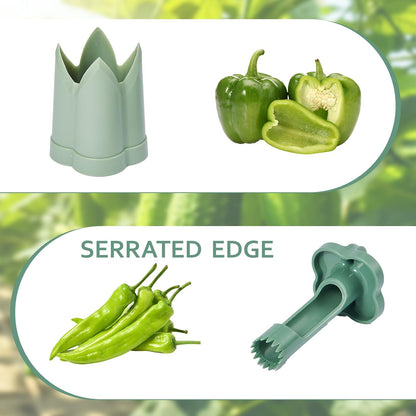 3 Pack 2‑in‑1 Bell Pepper Corer Tool, Fruit Seed and Core Remover