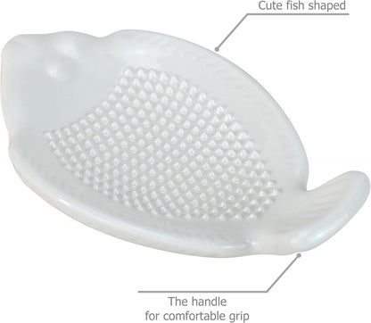 EIKS 2 Pack Ceramic Grater Dish with Fish Shaped & Small Size