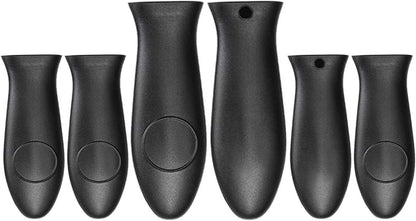 Silicone Hot Handle Holder Small Cast Iron Handle Cover Skillet Handle Cover Griddle Cover Cookware Handles Cover for Frying Pans & Griddles Sleeve Grip Handle Cover Small & Large Black 6 Pcs