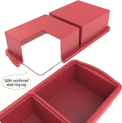 Zip Standing Silicone Freezer Trays with Lid,1-cup Soup Freezer Container large Ice Cube Molds with Reinforced Steel Ring Top for freezing Soup Sauce Broth Leftovers oven Dishwasher -Safe(2-Pack)