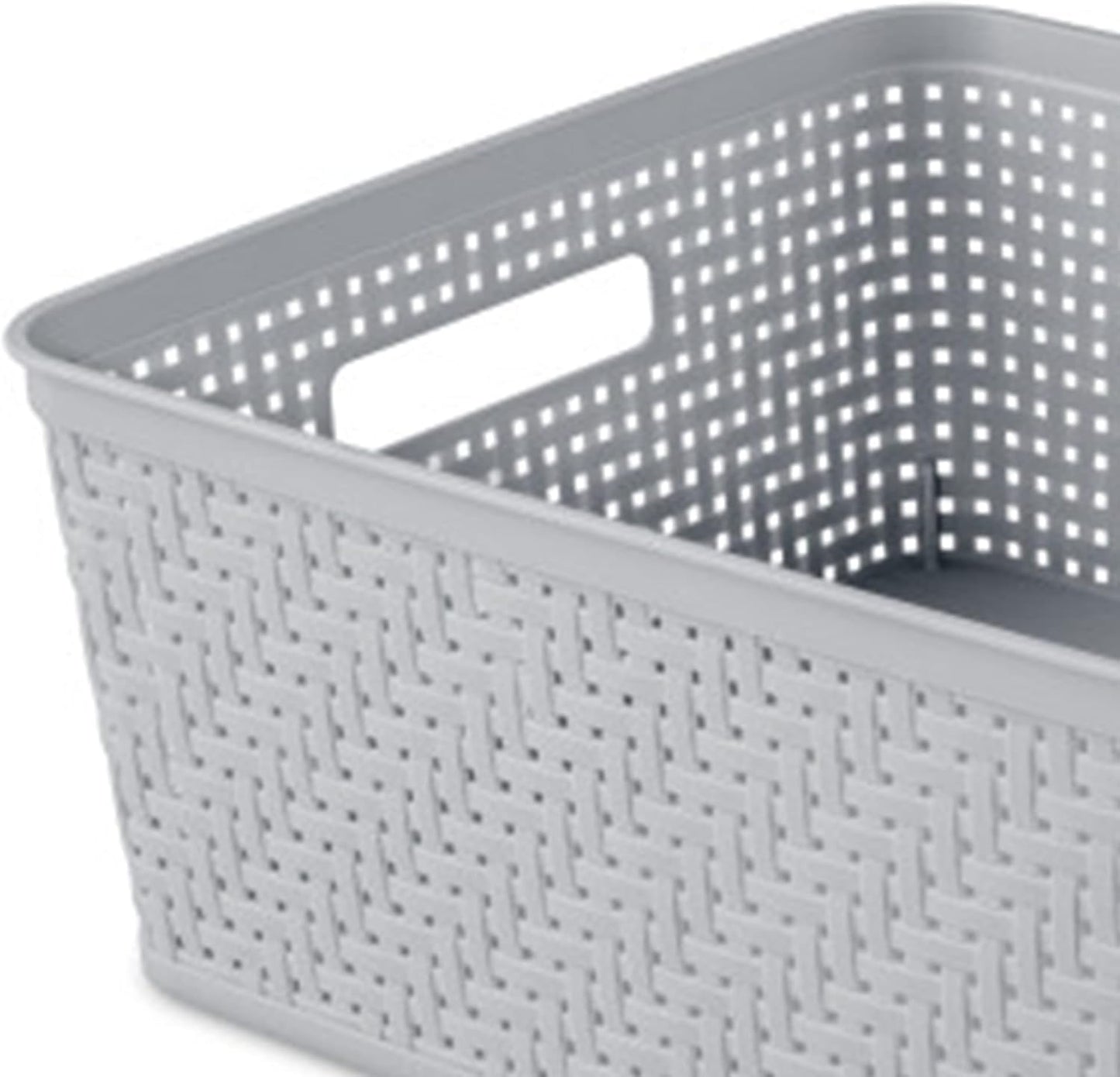 Sterilite 6-Pack Tall Basket, Woven Plastic Storage Baskets for Organization, Cement - Organizing Bin Containers with Handles for Bedroom, Bathroom, Dorm, and Closet