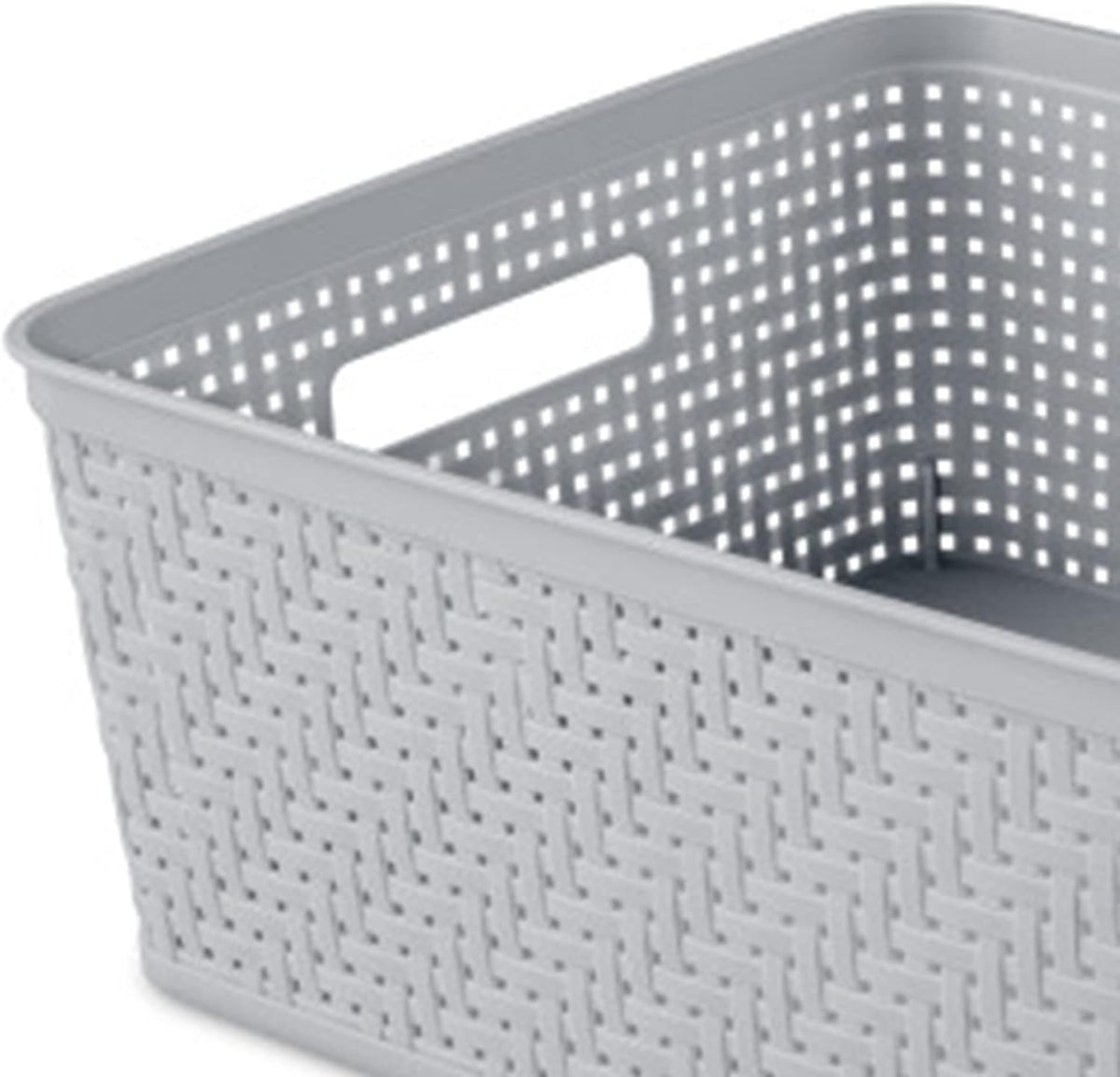 Sterilite 6-Pack Tall Basket, Woven Plastic Storage Baskets for Organization, Cement - Organizing Bin Containers with Handles for Bedroom, Bathroom, Dorm, and Closet