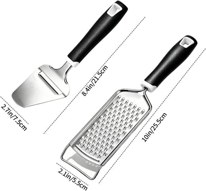 2 Pack Stainless Steel Cheese Zester Grater & Cheese Plane Spatula Handheld