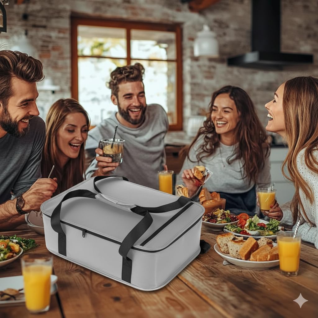 Bodaon Insulated Casserole Carrier Bag, Fits 9x13 and 11x15 Inch Baking Dish with Lid, Casserole Carriers for Hot or Cold Food for Transport, Thermal Lasagna Potluck Warmer Travel Tote, Black