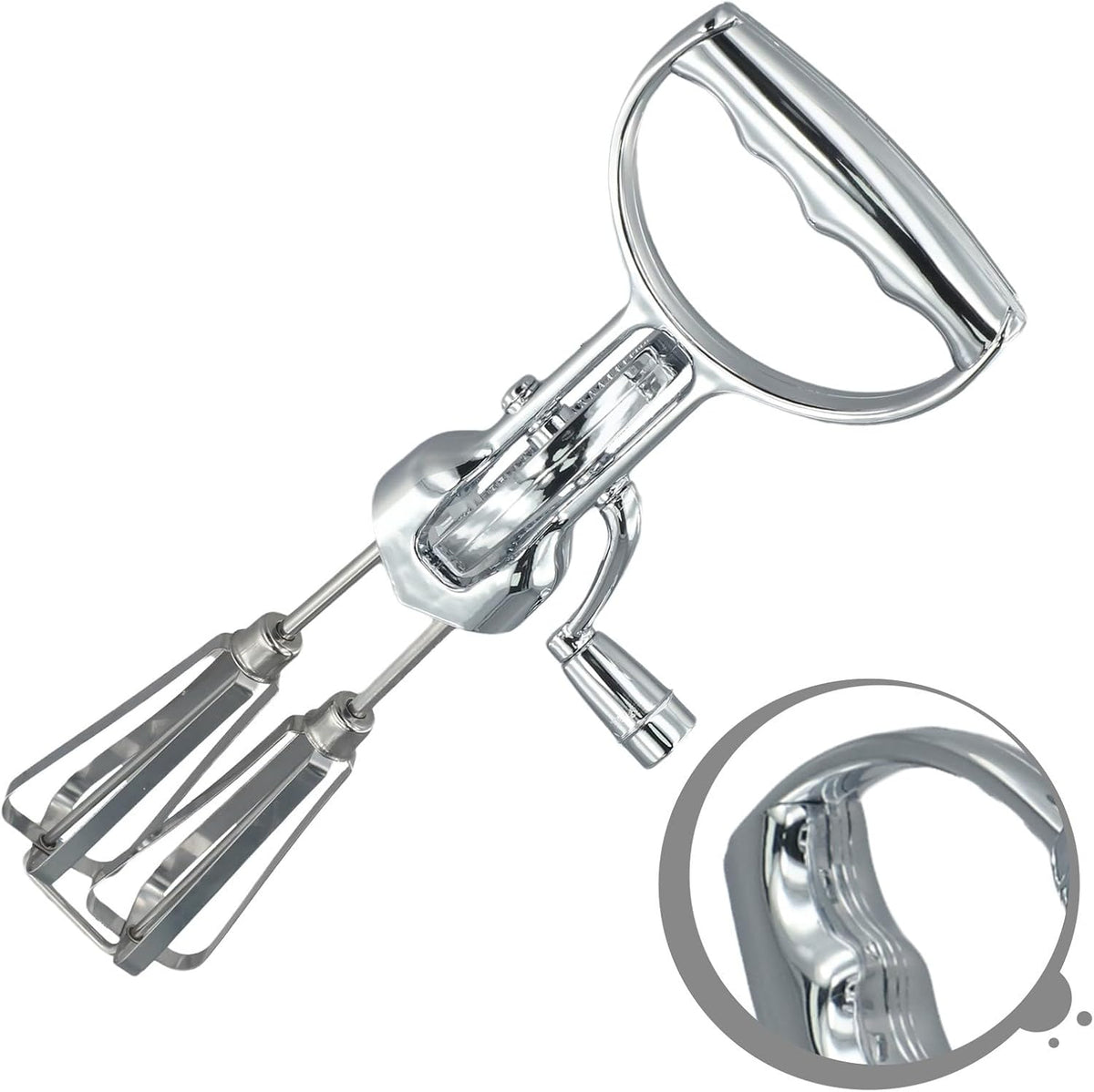 Manual Rotary Egg Beater With Stainless Steel Mixing Head And ABS Handle, 360 Degree Hand Crank Whisk For Kitchen Cooking Baking, Semi-Automatic Mixer Tool Saves Time Effort Easy Clean Dishwasher Safe