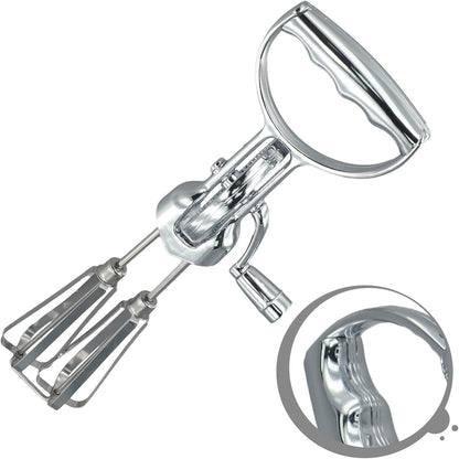Manual Rotary Egg Beater With Stainless Steel Mixing Head And ABS Handle, 360 Degree Hand Crank Whisk For Kitchen Cooking Baking, Semi-Automatic Mixer Tool Saves Time Effort Easy Clean Dishwasher Safe