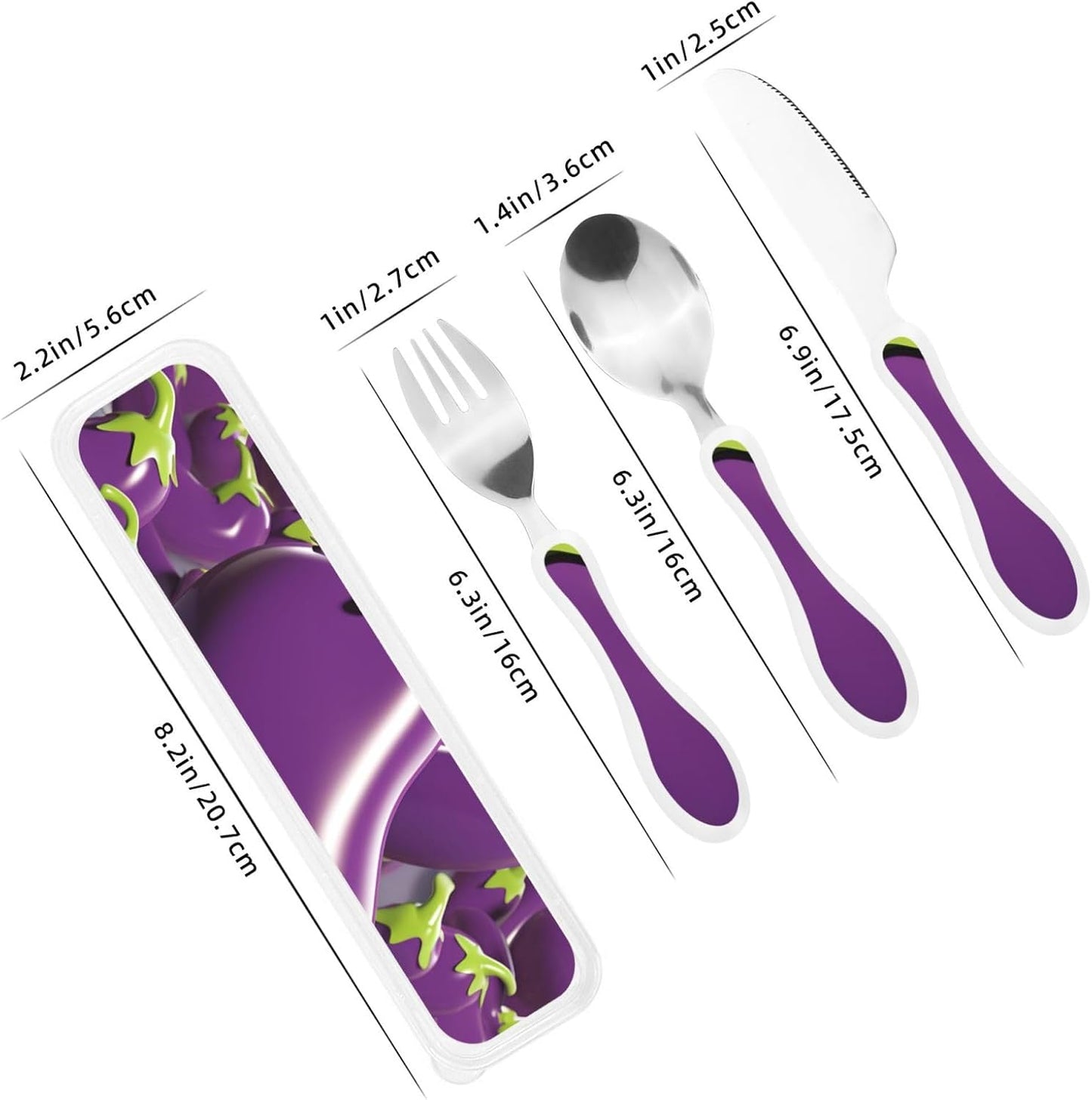 3-Piece Kids Silverware Set With Storage Case, Stainless Steel Reusable Children Safe Knife Spoon Fork Set Astronaut Cat Fish Children Flatware Set For Kids Lunch Box