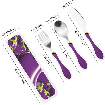 3-Piece Kids Silverware Set With Storage Case, Stainless Steel Reusable Children Safe Knife Spoon Fork Set Astronaut Cat Fish Children Flatware Set For Kids Lunch Box