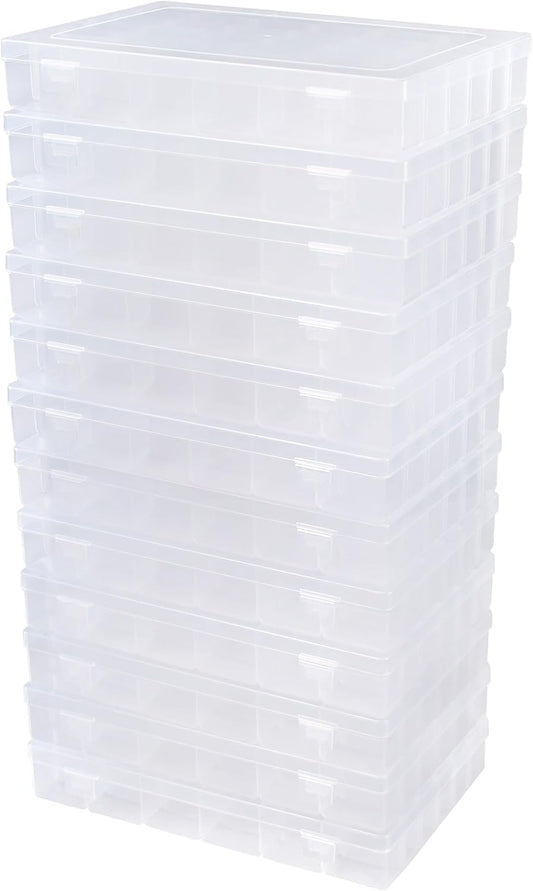 12 Pack 36 Grids Bead Organizers Plastic Organizer Box with Dividers 3600 Tackle Boxes Organizer Clear Box Organizers Compartment Storage Container