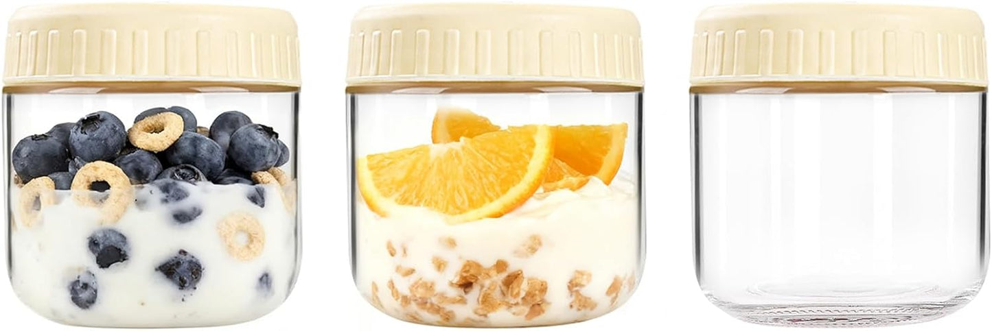 Overnight Oats Containers with Lids, 10oz Wide Mouth Mason Jars with Lids, 9 Pack Glass Jars with Airtight lid for Chia Pudding Yogurt Salad, Meal Prer Oatmeal Jars, Pink