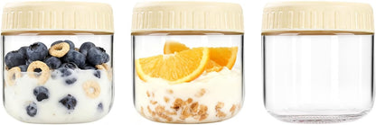 Overnight Oats Containers with Lids, 10oz Wide Mouth Mason Jars with Lids, 9 Pack Glass Jars with Airtight lid for Chia Pudding Yogurt Salad, Meal Prer Oatmeal Jars, Pink