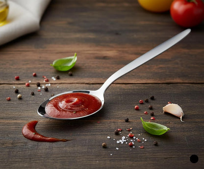 Chef Kunz Slotted Spoon | 9 Inch 18/10 Stainless Steel Silver Chef Cooking Spoons | Basting, Quenelle, Plating Spoon for Draining and Serving, Dishwasher Safe (Slotted)