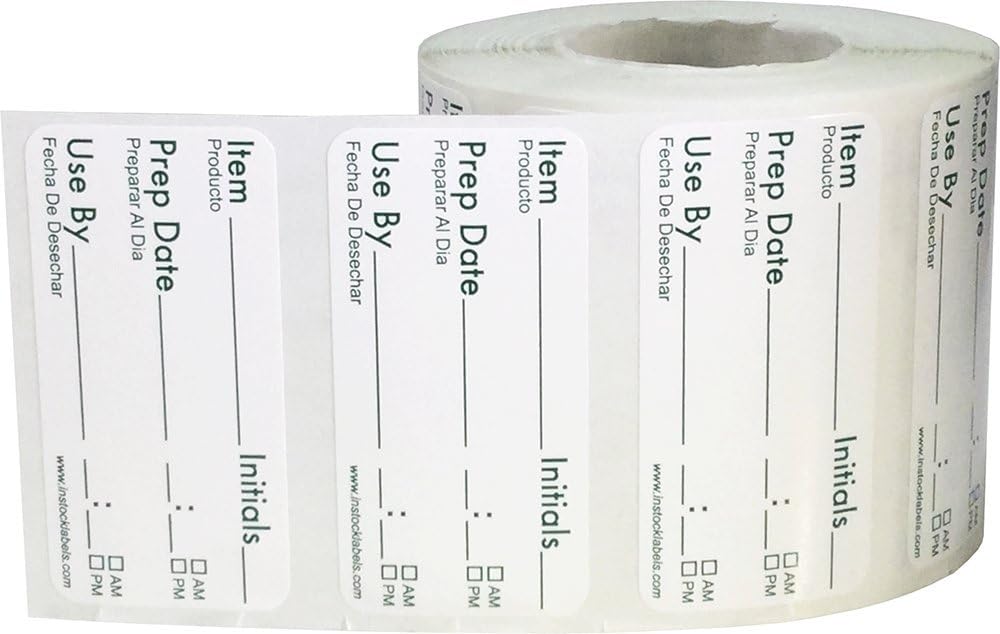 Removable Food Storage Shelf Life Labels for Food Rotation Use by Preparation Stickers Prep Date 1 x 2 Inch 500 Adhesive Stickers