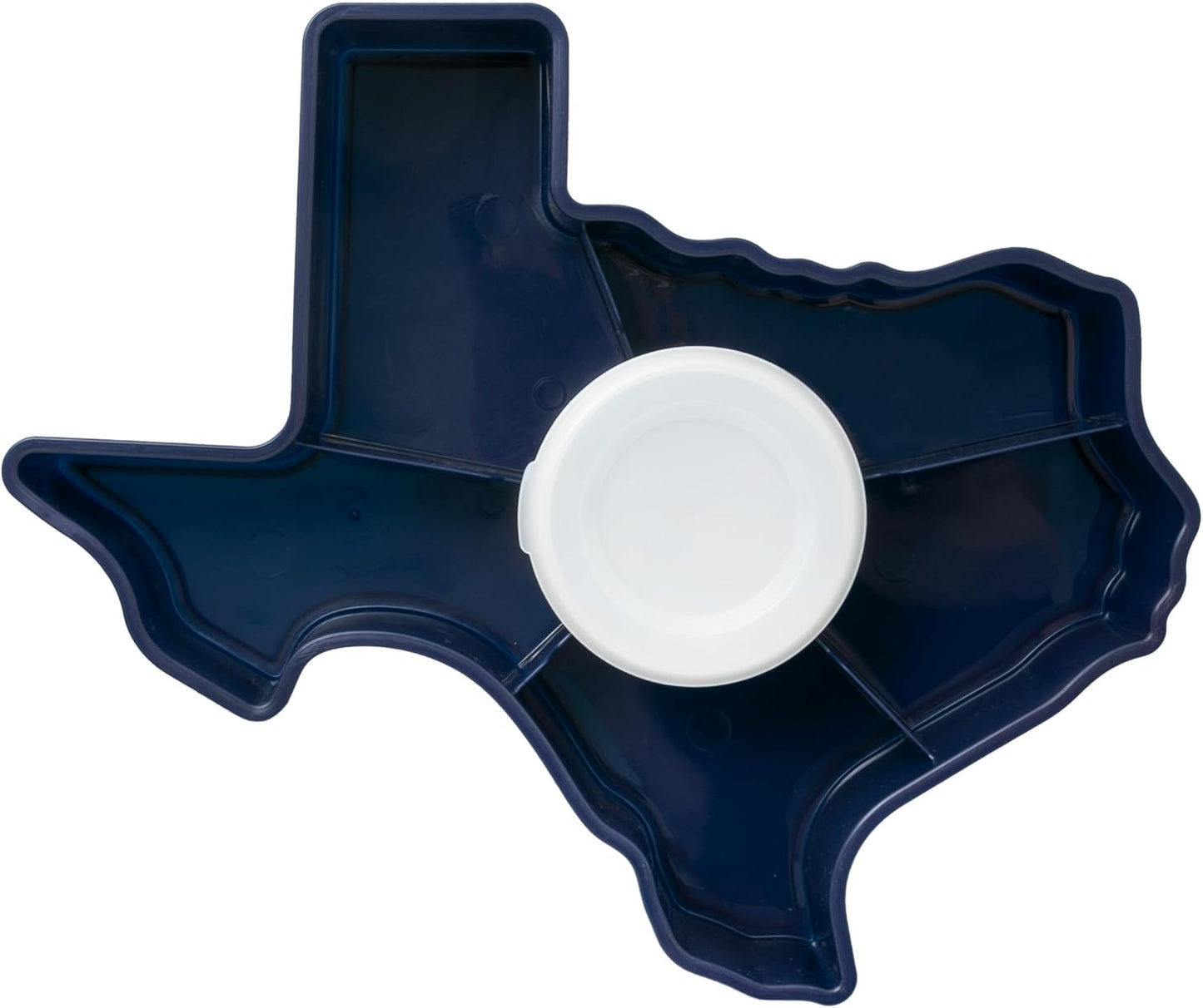 KOLORAE Texas Serving Tray - 6 Compartment Texas Snack Tray w/Dressing Cup. Great for Entertaining. Veggie Tray. Fruit Tray. Snack Tray. Entertaining Platter. Party Serving Platter, Large, White