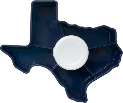 KOLORAE Texas Serving Tray - 6 Compartment Texas Snack Tray w/Dressing Cup. Great for Entertaining. Veggie Tray. Fruit Tray. Snack Tray. Entertaining Platter. Party Serving Platter, Large, White