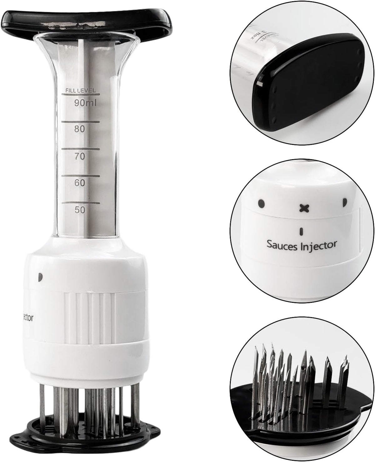Meat Tenderizer Injector 90ml Stainless Steel Sauces Enhancer Injector