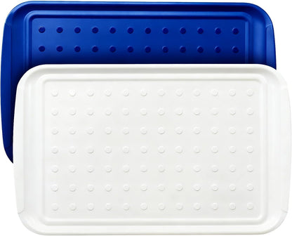 17 Inch Grilling Prep & Serve Trays with Non-Slip Base, Extra Thick,Warp-Resistant BBQ Platter Set for Cooking, Backyard Parties,Camping,Tailgating,Melamine Serving Trays for Food Prep,Red & Black