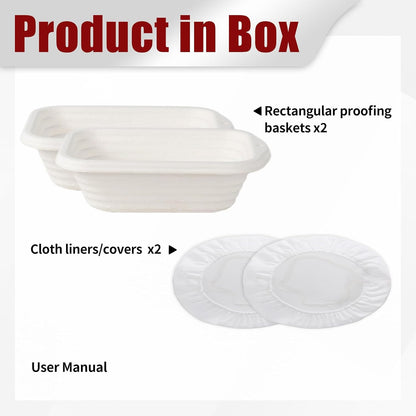 2-Pack 8 Inch Rectangular Bread Proofing Basket Set