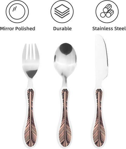 3-Piece Kids Silverware Set With Storage Case, Stainless Steel Reusable Children Safe Knife Spoon Fork Set Elephant Pattern Children Flatware Set For Kids Lunch Box