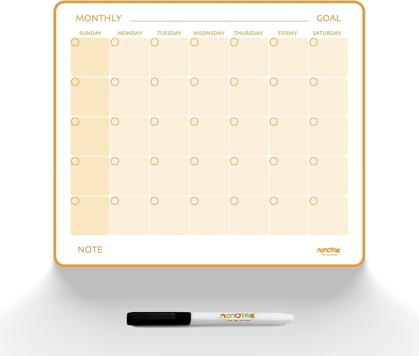 Magi - Magnetic Dry Erase Monthly Calendar - 14 x 12 inch - Family Month Planing Board - Reusable Fridge Magnet Whiteboard Planner - w Marker