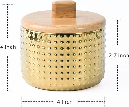 Salt Cellar Keeper with Bamboo Lid, 14oz Big Capacity Ceramic Sugar Bowls Pepper Box, Crackle Glaze Seasoning Container Condiment Pot for Kitchen (Blue Color)