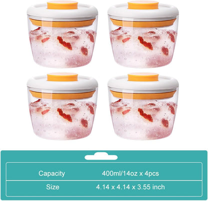 Glass Overnight Oats Containers with Lids, Meal Prep Containers Airtight Food Storage Containers Wide Mouth Snack Jars, Leakproof BPA-Free Pop Lid Bowl for Breakfast Leftovers 14oz 400ml Set of 4