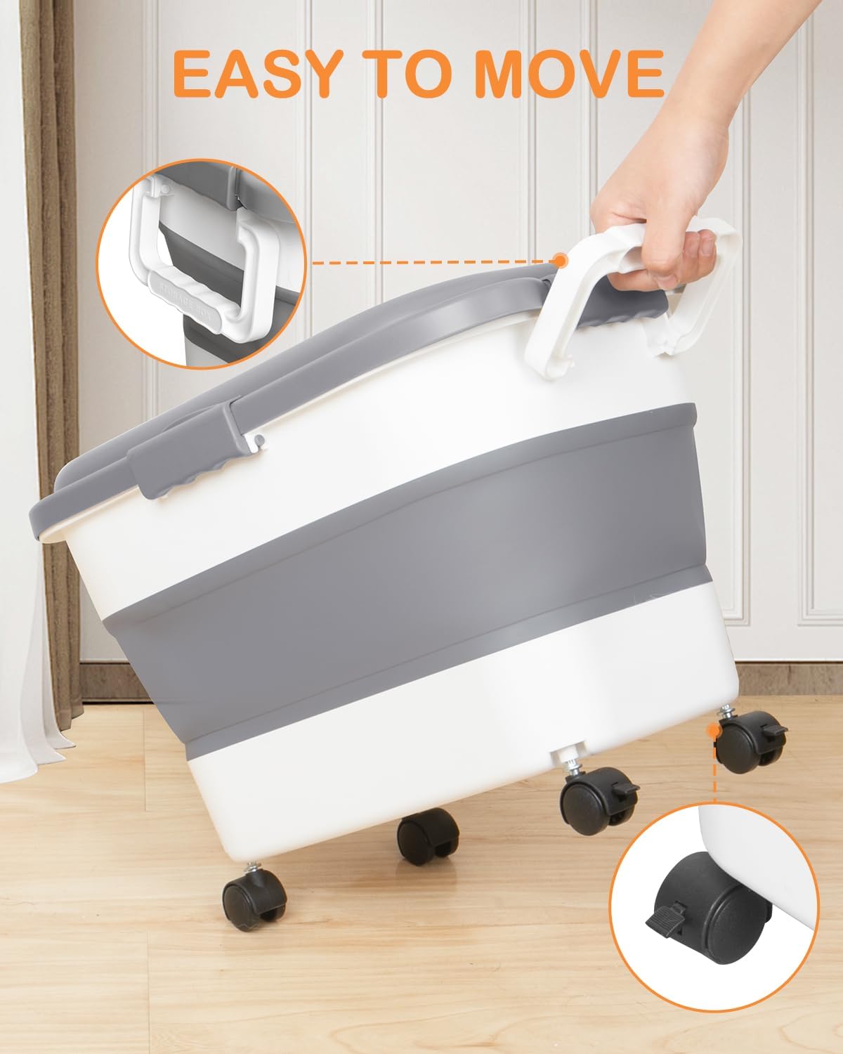 20-23 Lbs Dog Food Storage Container - Collapsible Dog Food Container with Attachable Casters and Scoop,Travel Silicone Bowl, Pet Food Storage Containers to Keep Dry Food Fresh,Easy to Move